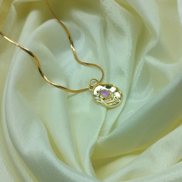 Pink Stone Flower Necklace - Image 2