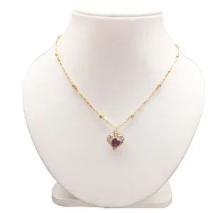 Red Emerald Heart Pendant Necklace